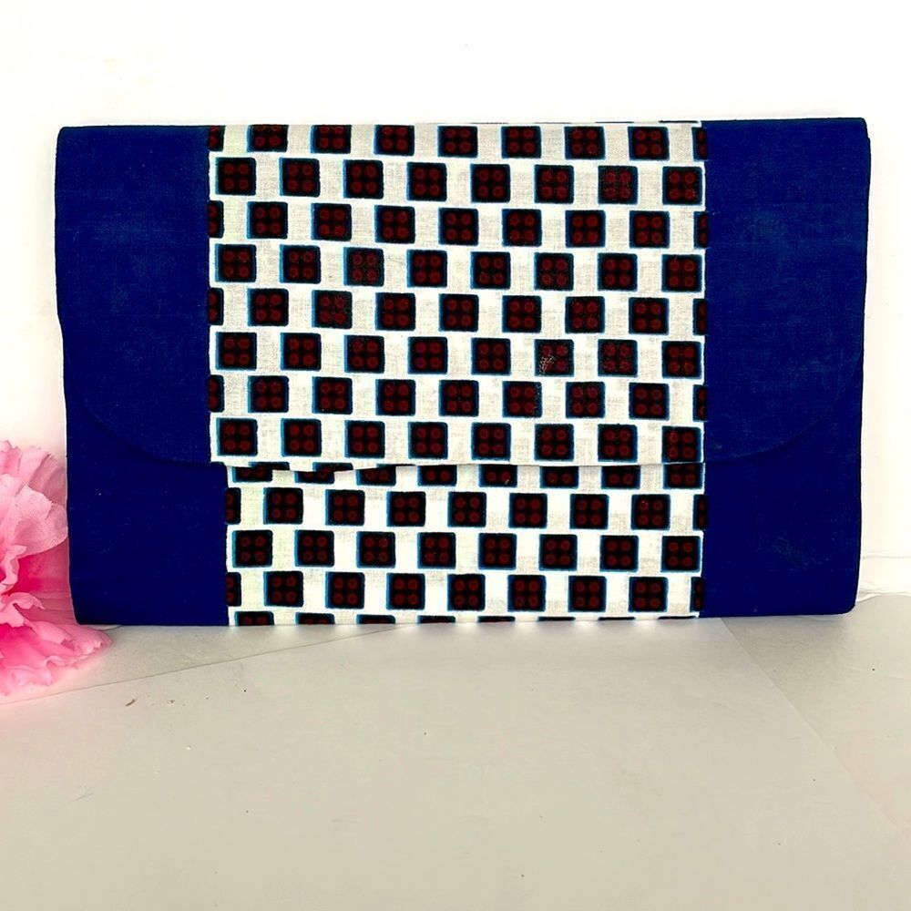 BLUE AND CHECKED HAND CRAFTED CLUTCH